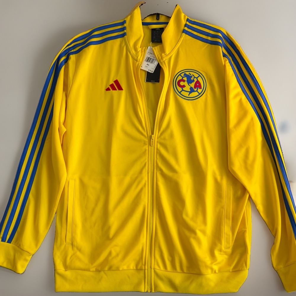Adidas Club América DNA Men's Size XL Full Zip Track Jacket Yellow KC4421 NEW